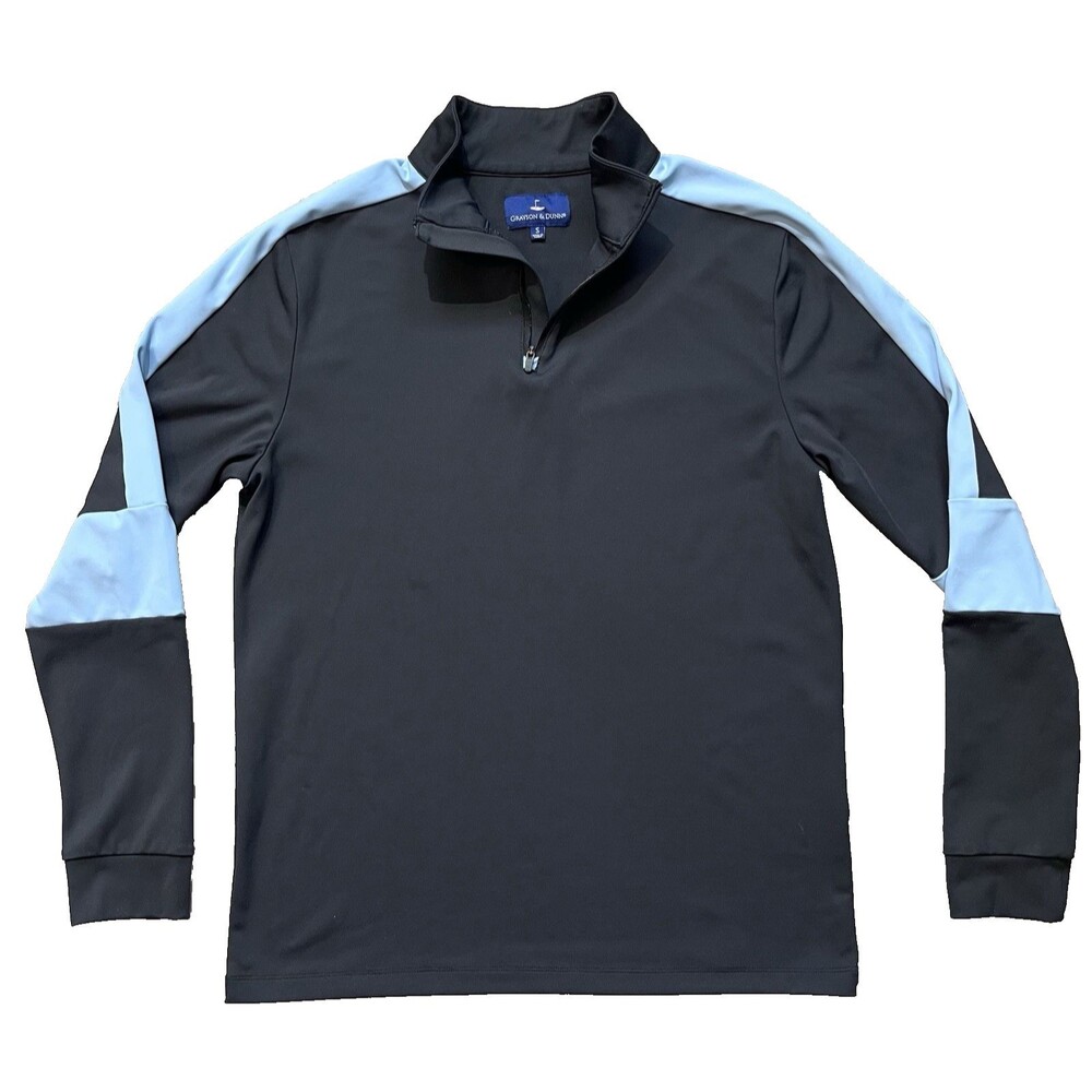 Grayson & Dunn 1/4 Zip Pullover Mens Small Stretch Golf Athletic Navy/Light Blue